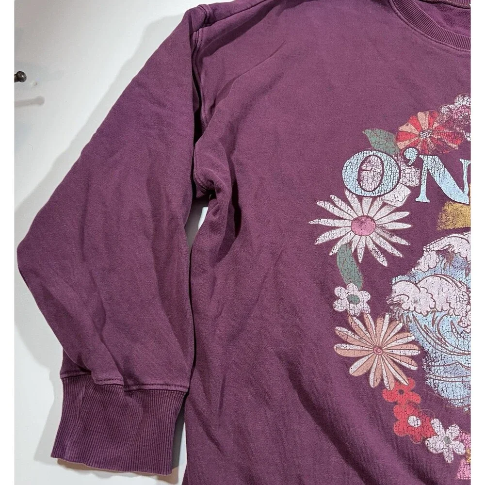 O'Neill Retro Floral Wave Graphic Crewneck Pullover Sweatshirt Oversized Large - Picture 4 of 8